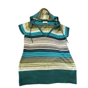 Sonoma women's size large knit short sleeve long sweater with hood